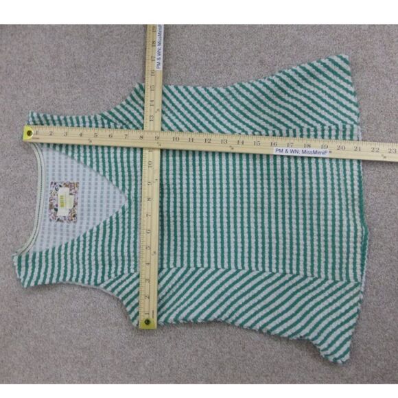 Maeve by Anthropologie Green and White Striped V-Neck Sleeveless Top - Picture 8 of 11